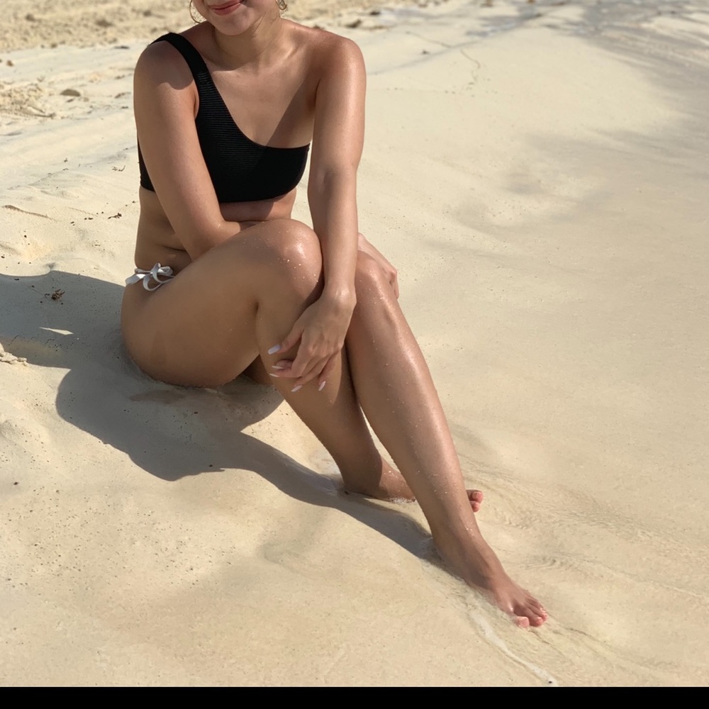 Off the shoulder black bikini top